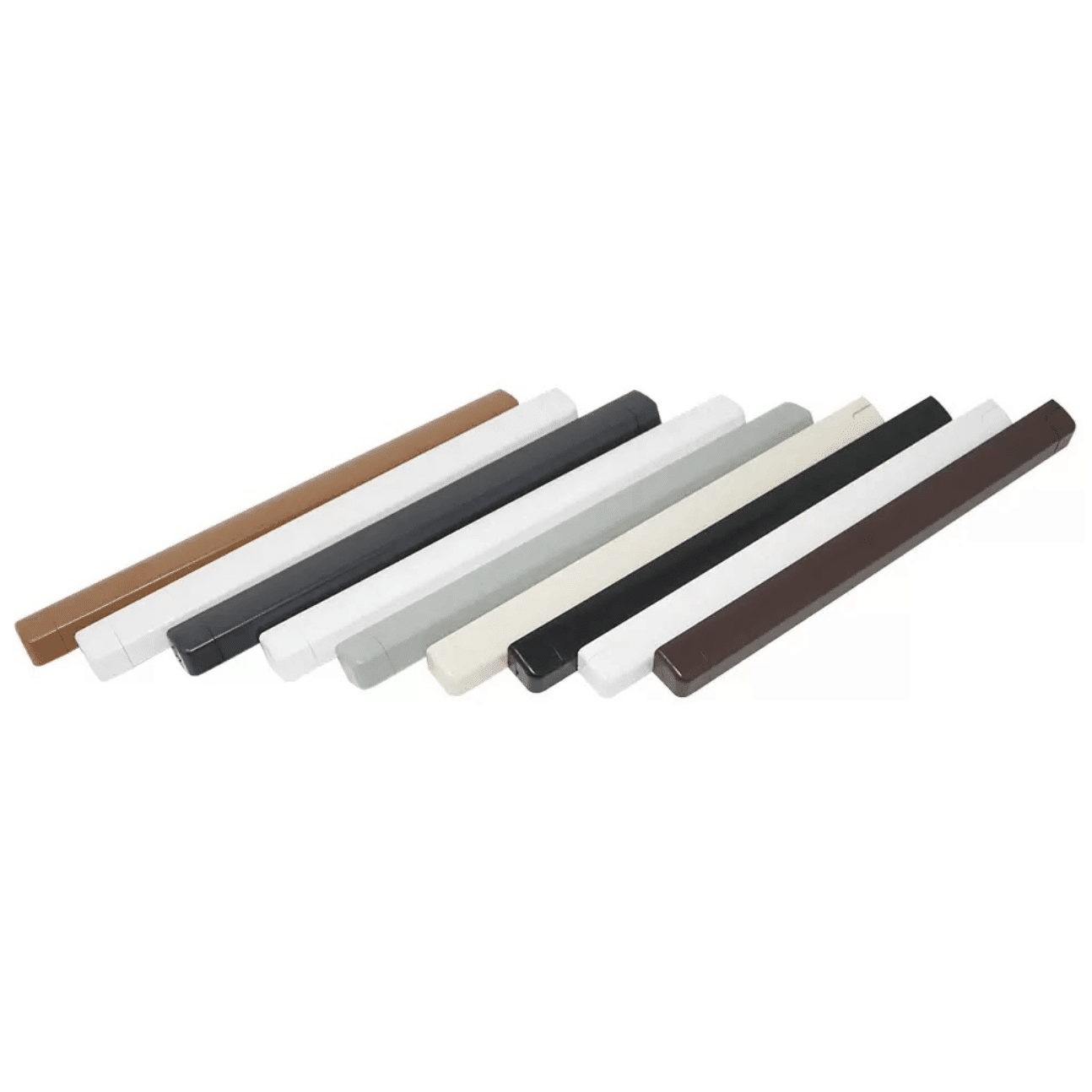 A selection of vibrant plastic rods on a plain background.
